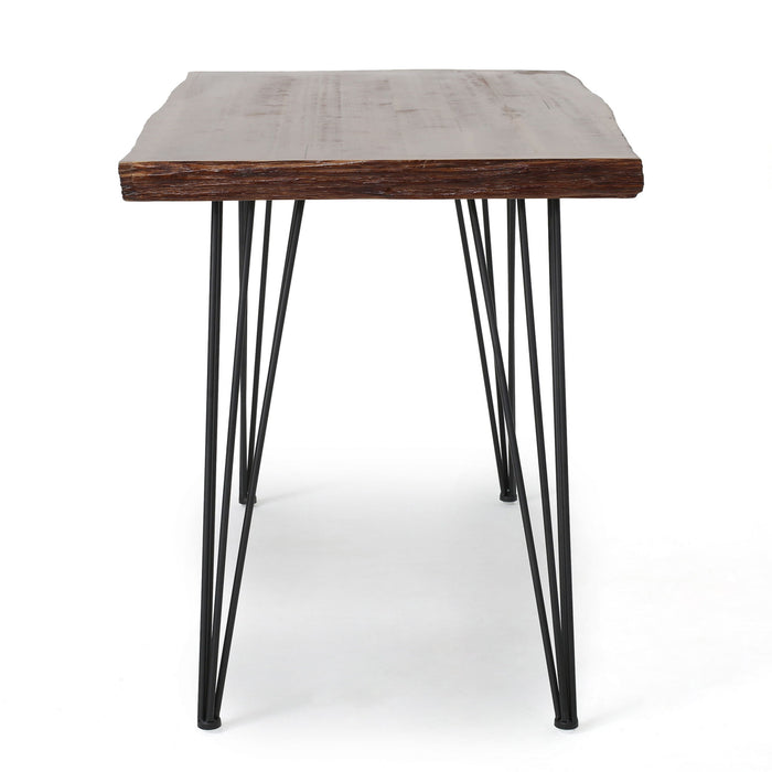 Modern Industrial Faux Live Edge Dining Table With Hairpin Legs - Natural