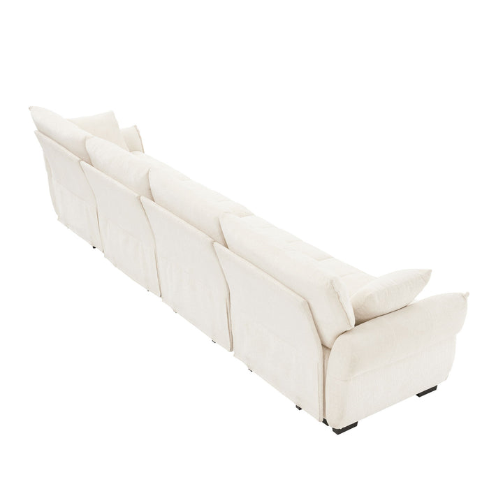 Modern Sofa & Pillows, Textured Cover, High Rebound Cushions