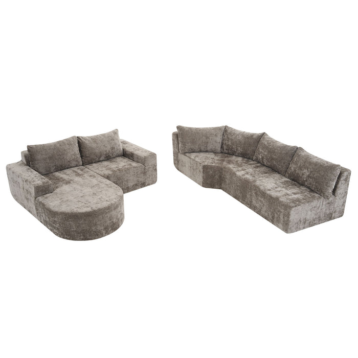 Modular Cloud Sectional Sofa Set, U-Shaped Upholstered Couch With Deep Seat