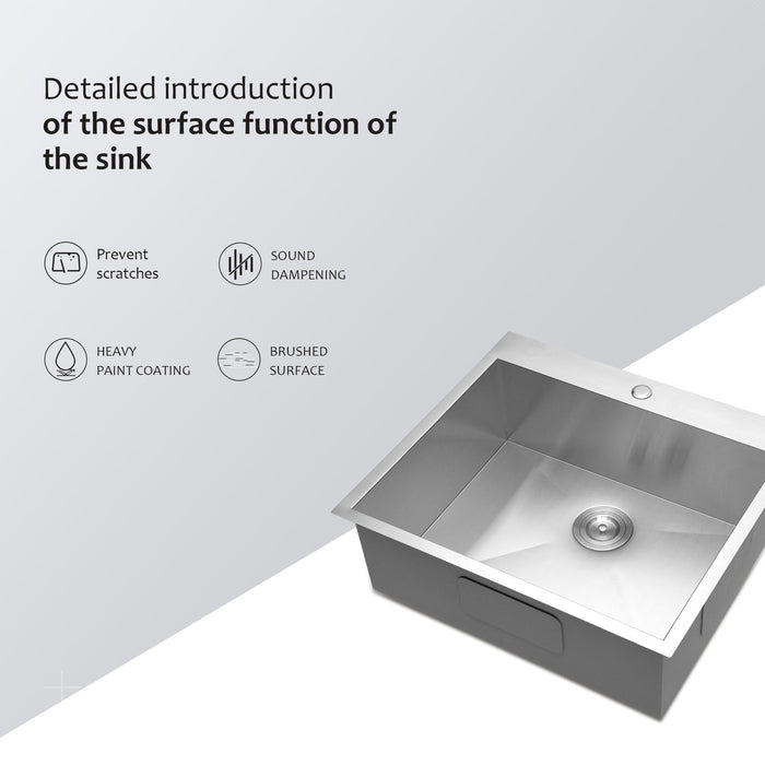 Stainless Steel Drop In Kitchen Sink, Topmount