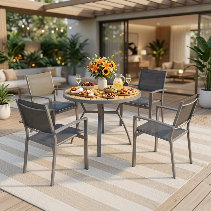 5 Piece Patio Dining Set & Table And Chairs For Outdoor Use - Gray