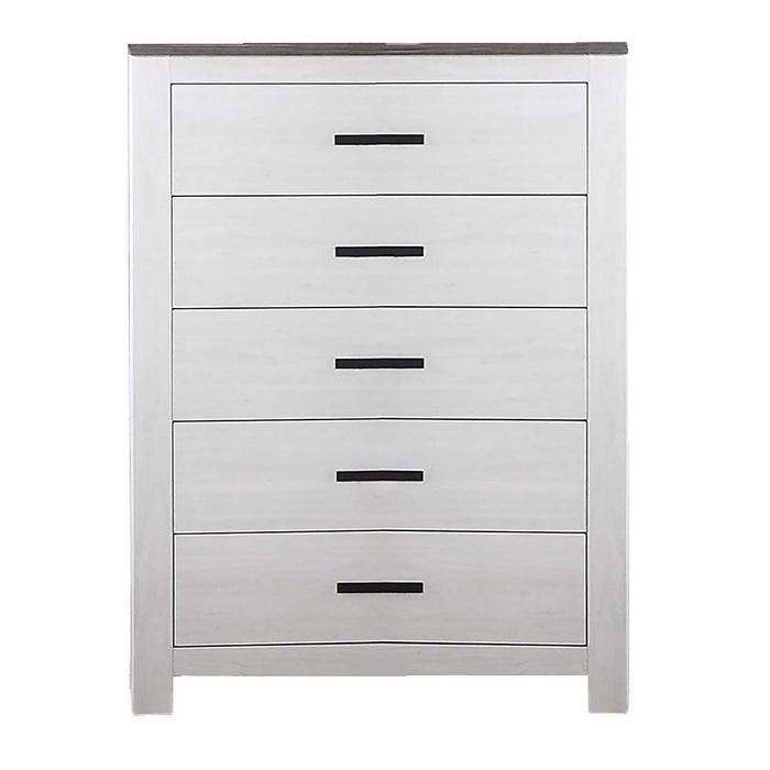 1 Piece Chest 2 Tone Sleek Bar Bedroom Furniture - White