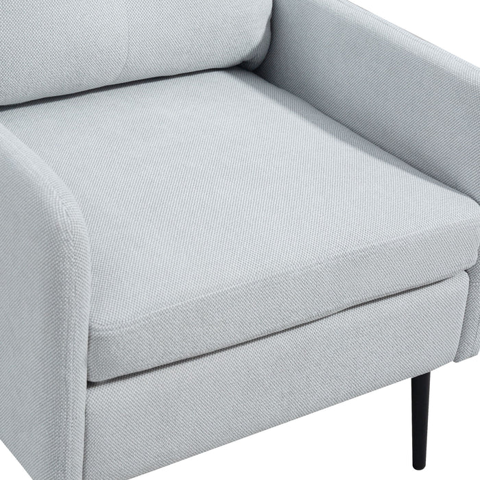 Contemporary Accent Chair With Metal Legs, Comfy Chenille Fabric Armchair