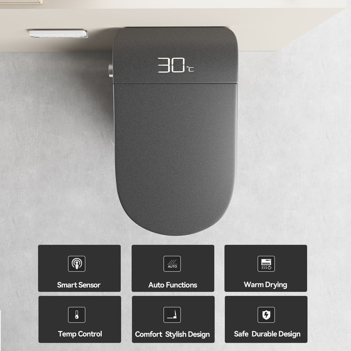 Smart Bidet Toilet With Auto Open / Close Seat, Warm Water Wash, Heated Seat, And Wireless Remote Control