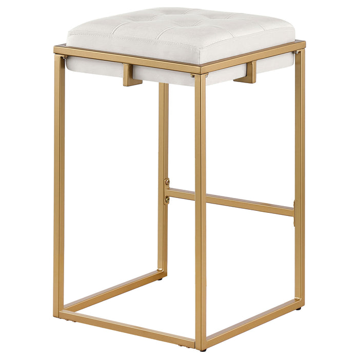 Square Counter Height Stools (Set of 2) - Beige / Gold