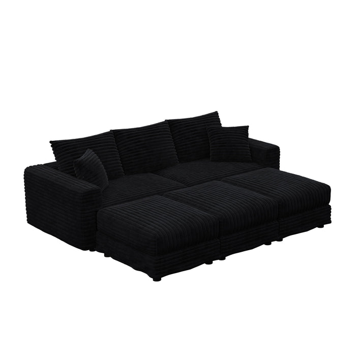 Convertible Deep Seat Sofa With Soft Pillows And Ottomans