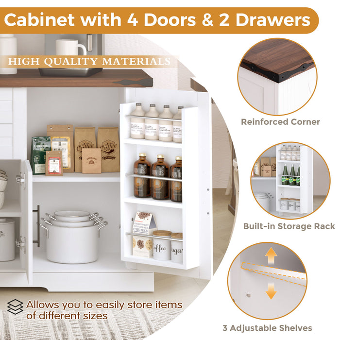 Barn Door Storage Cabinet With 2 Drawers & Door Rack, Adjustable Shelves
