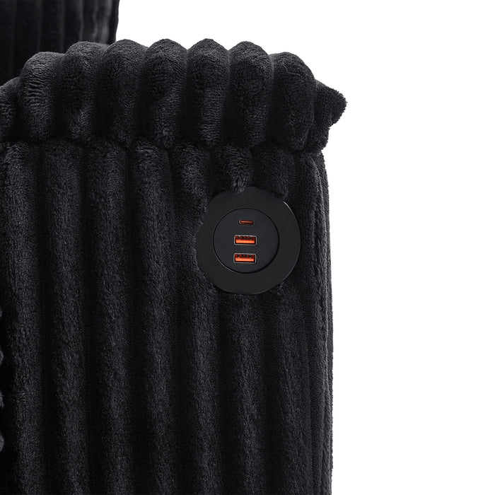 Modern 4 Seater Corduroy Sofa Couch With USB Ports And Hidden Storage