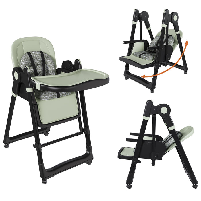 Convertible Baby High Chair To Rocker With 5 Point Harness