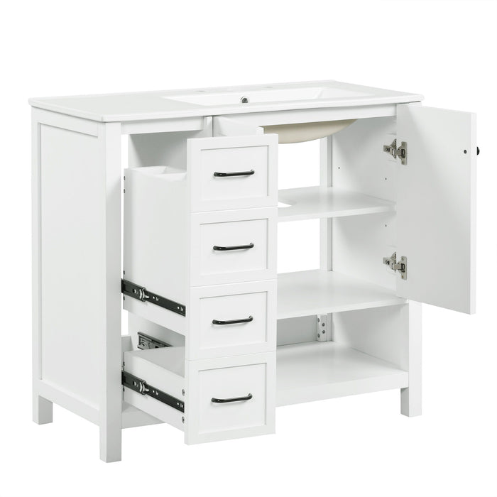 Bathroom Vanity With Sink Top, Bathroom Vanity Cabinet With 2 Doors And 2 Drawers, Open Shelf