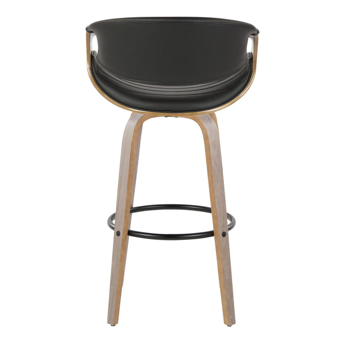 Symphony - Mid-Century Modern Fixed Height Barstool With Swivel With Round Footrest (Set of 2)