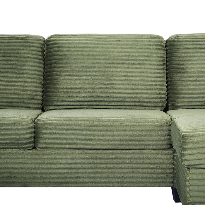 Upholstered U-Shaped Sectional Sofa With Movable Ottoman And Side Storage Pockets