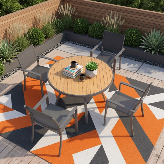 5 Piece Patio Dining Set & Table And Chairs For Outdoor Use - Gray