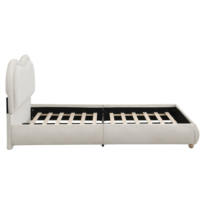 Upholstered Platform Bed Frame With Curved Headboard
