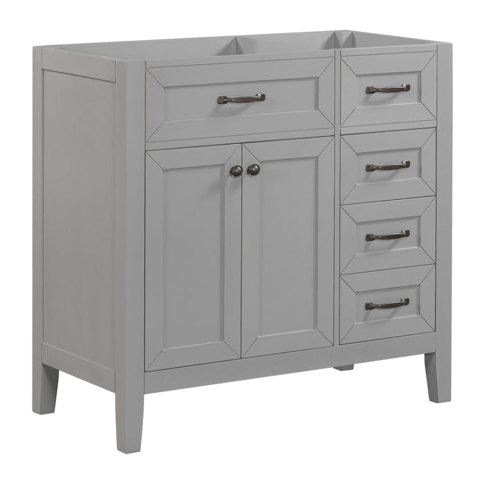 Modern Bathroom Vanity Base Only, 2 Doors And 3 Drawers