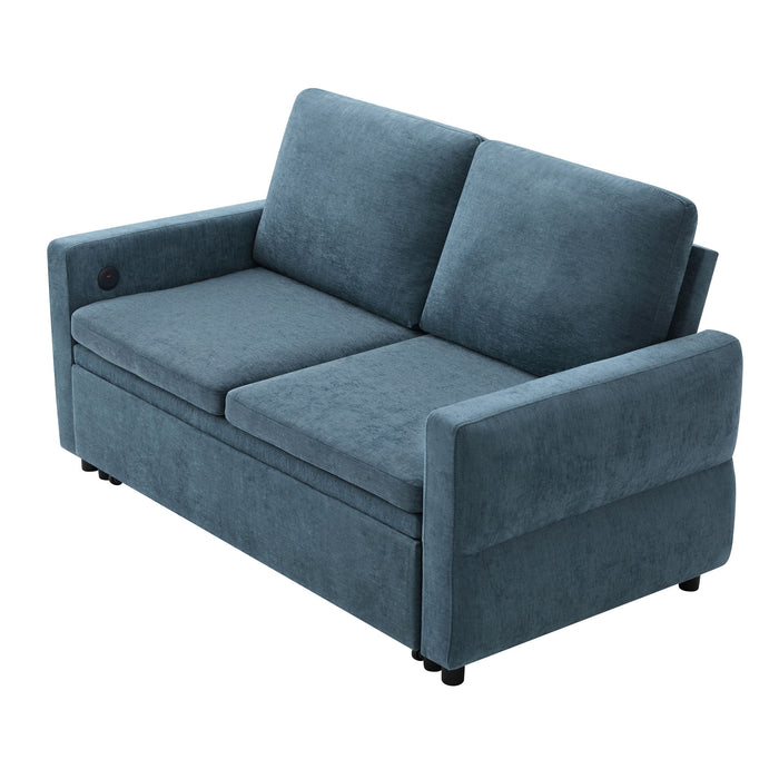 Convertible Sofa Bed Loveseat With Adjustable Backrest And USB Ports