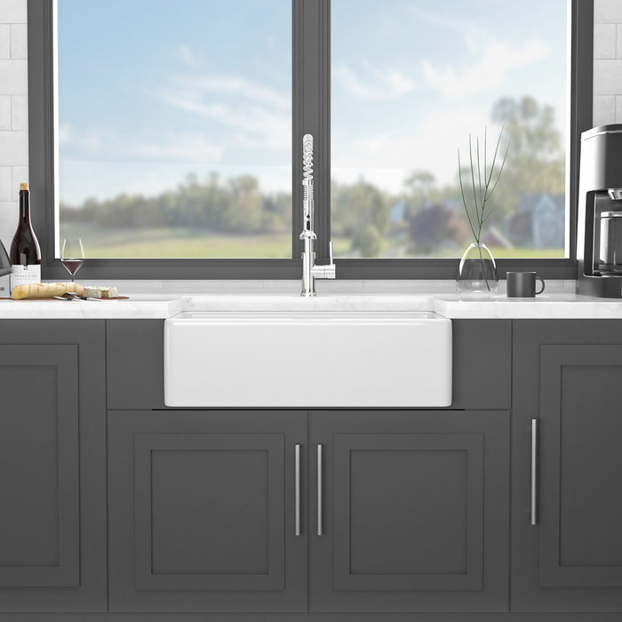 Farmhouse Sink Workstation, Ceramic Single Bowl With Accessories