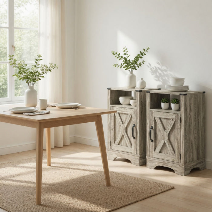 Farmhouse Nightstand, Charging Station & Storage