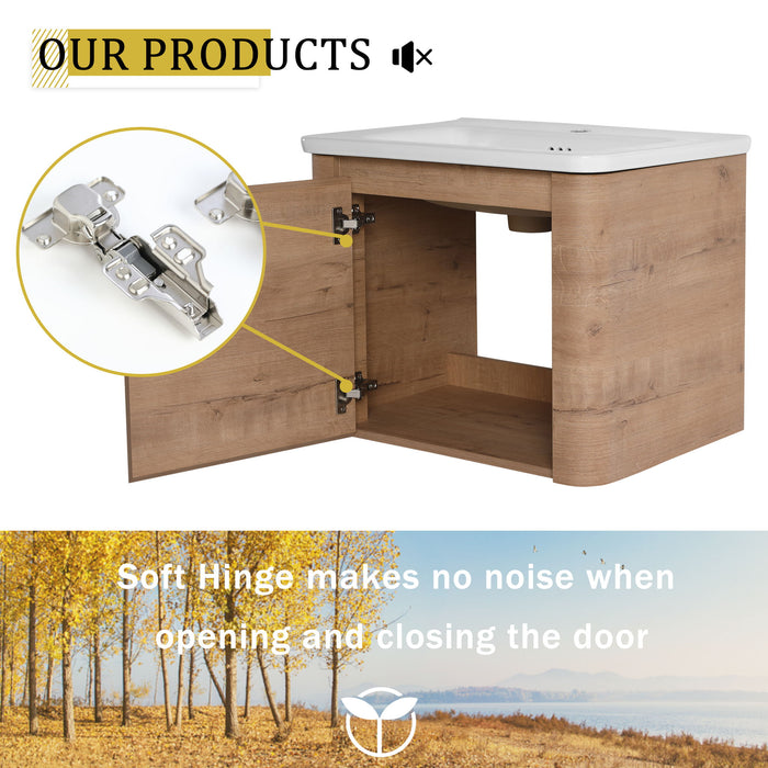 Wall Mounted Bathroom Vanity With Sink & 1 Soft Close Door