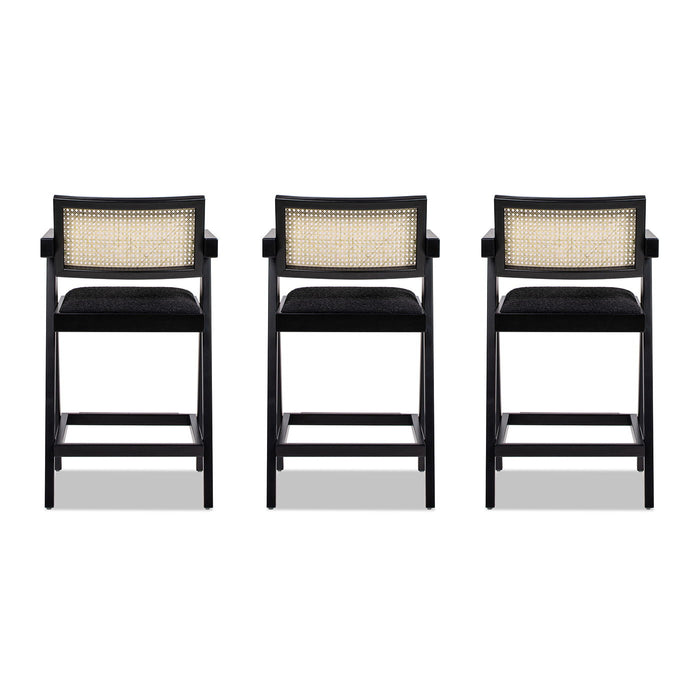 Milan - Modern Webbing Back Stool With Arms (Set of 3)