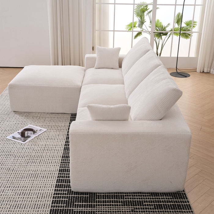 Modular Sectional Sofa With Ottoman, USB And Type C Charger, Petal Armrest Design