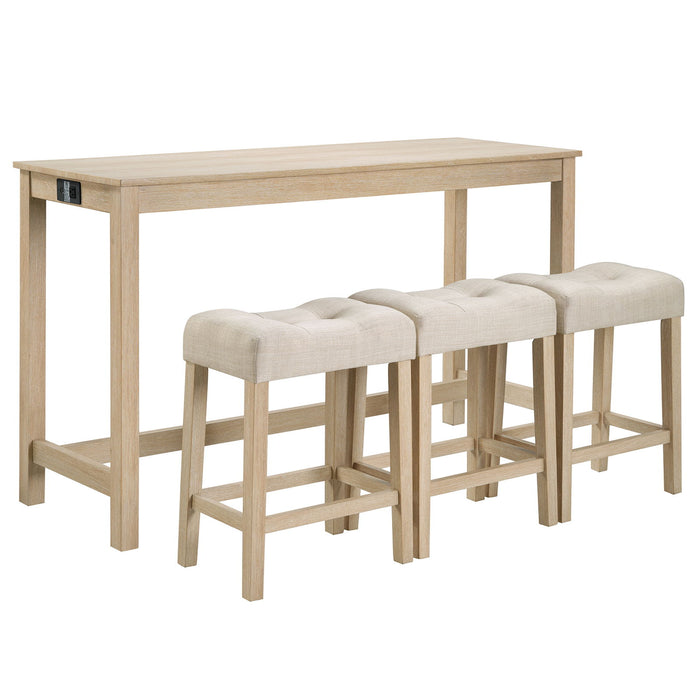 4 Piece Bar Table Set With Power Outlet