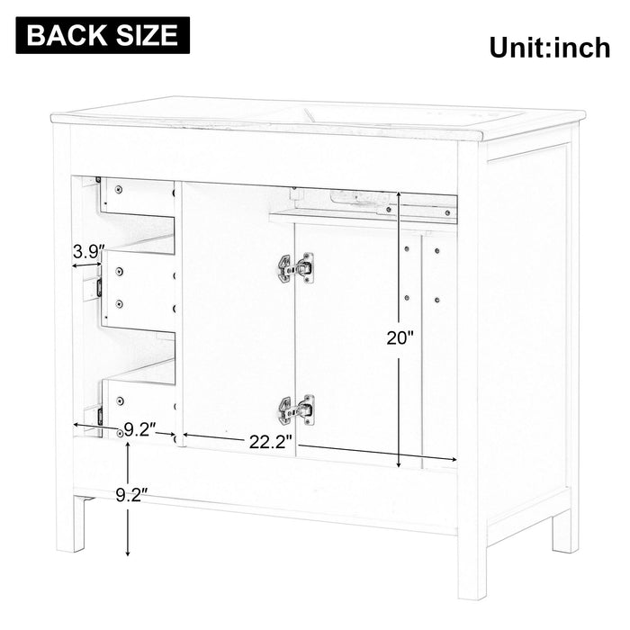 Modern Bathroom Vanity With Sink Top, 2 Doors And 3 Drawers