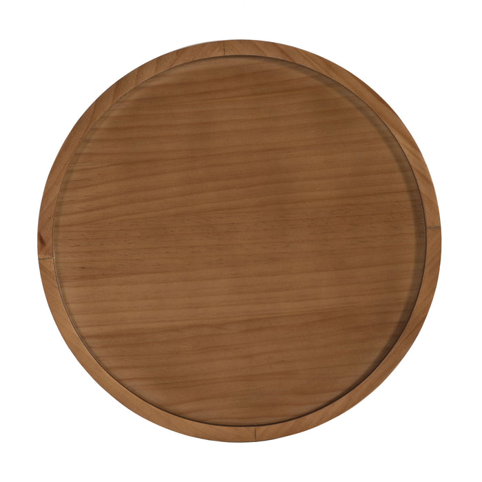 Hollow - Edge Retro Art Pine Side Table With Antique And Natural Color, Iron And Pine Construction - Antique Gold / Natural