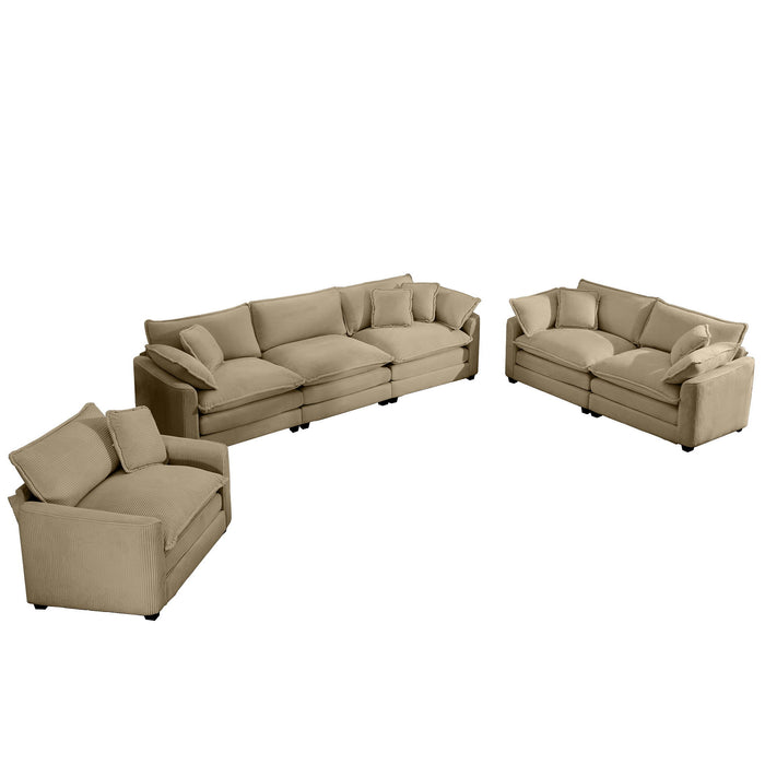 Elegant Corduroy Oversized Sectional Sofa Set With Deep Seats And Flexible Layout