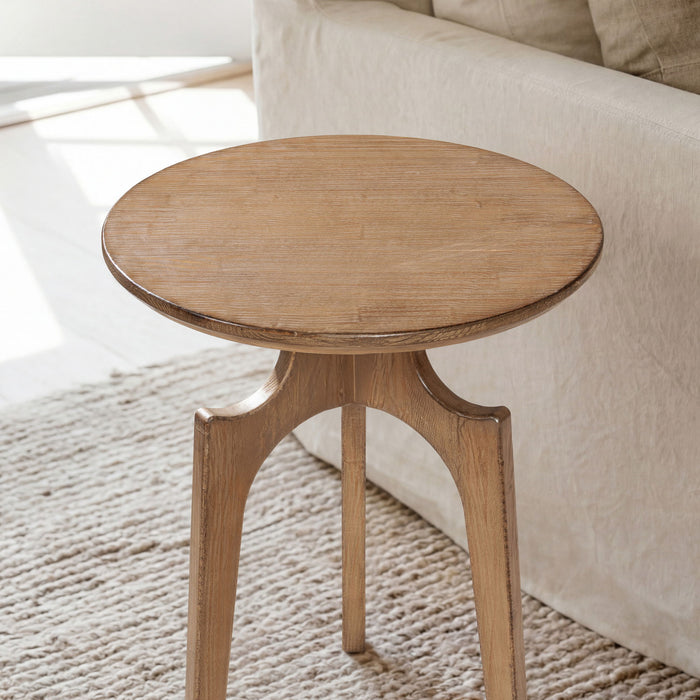 Carmel - Round Side Table - Antique Brown