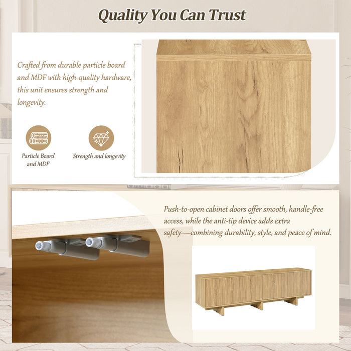 Retro Style TV Stand With Wavy Door