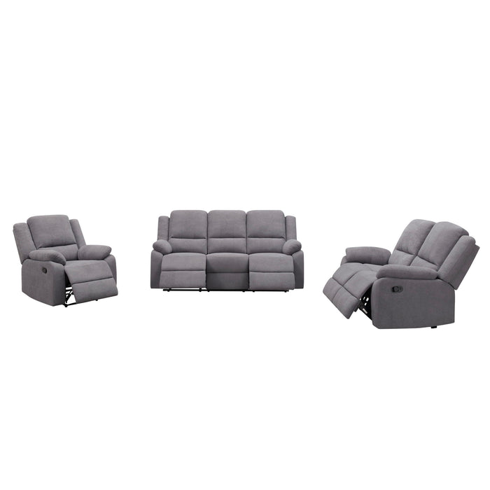 3 Piece Reclining Sofa Set With 150° Deep Recline, 3 Seat Couch, Loveseat & Single Recliner - Gray