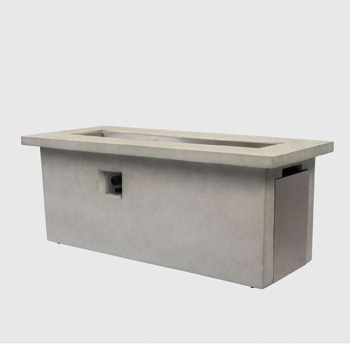 Concrete 60" Rectangular Propane Gas Fire Pit Table With 60000 Btu For Outdoor Spaces - Light Gray