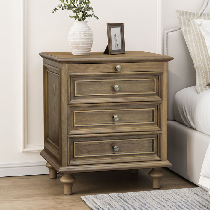 Nightstands With 4 Drawer, Storage End Table With Hidden Pull Out Shelf