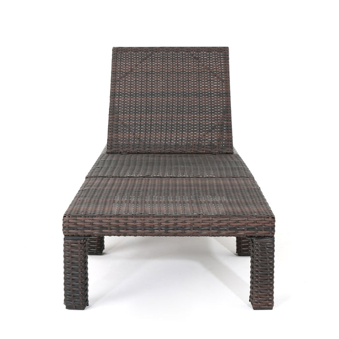 Outdoor Chaise Lounge With Wicker Design And Adjustable Backrest - Brown