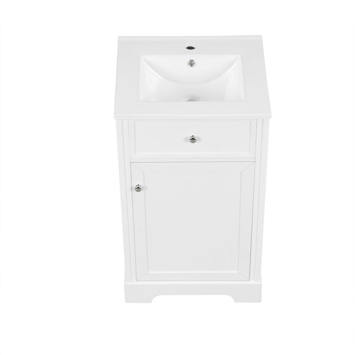 20" Bathroom Vanity With Sink, Soft Closing Cabinet Door, Adjustable Shelf & Storage Rack - White