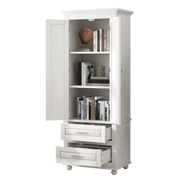 Tall Storage Cabinet With 2 Drawers For Bathroom