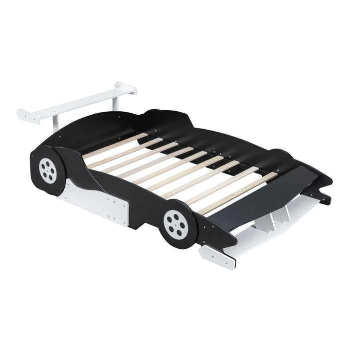 Race Car-Shaped Platform Bed With Wheels
