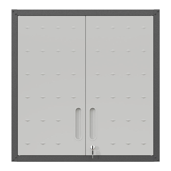 Metal Wall Mounted Tool Storage Cabinet With 2 Locking Doors, Adjustable Shelf, And Drawer