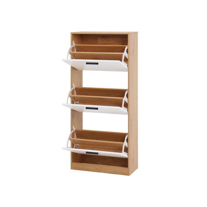 Modern Freestanding Shoe Storage Cabinet With 3 Flip Drawers