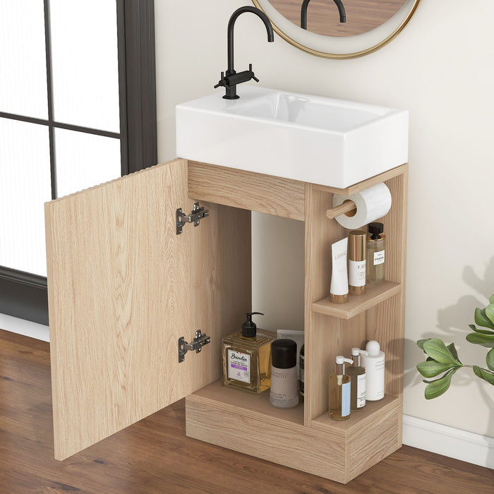 Modern Bathroom Vanity With Sink And 2 Tier Shelf