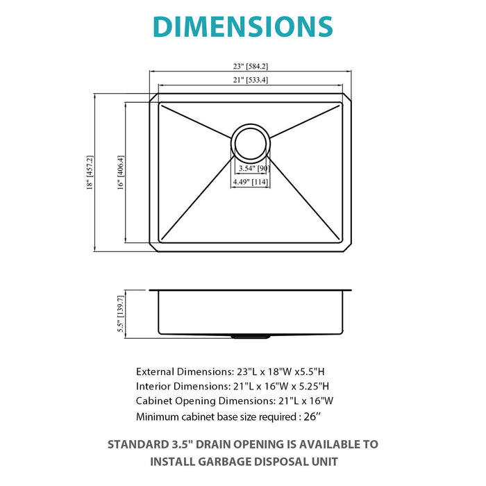 Undermount Sink, Low Depth Single Bowl