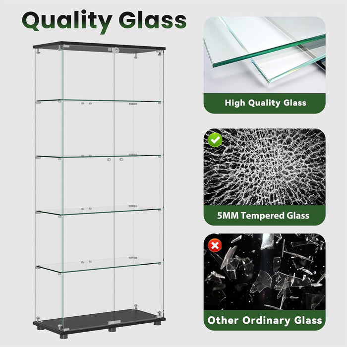 Display Cabinet With Shelf Double Doors And Lock