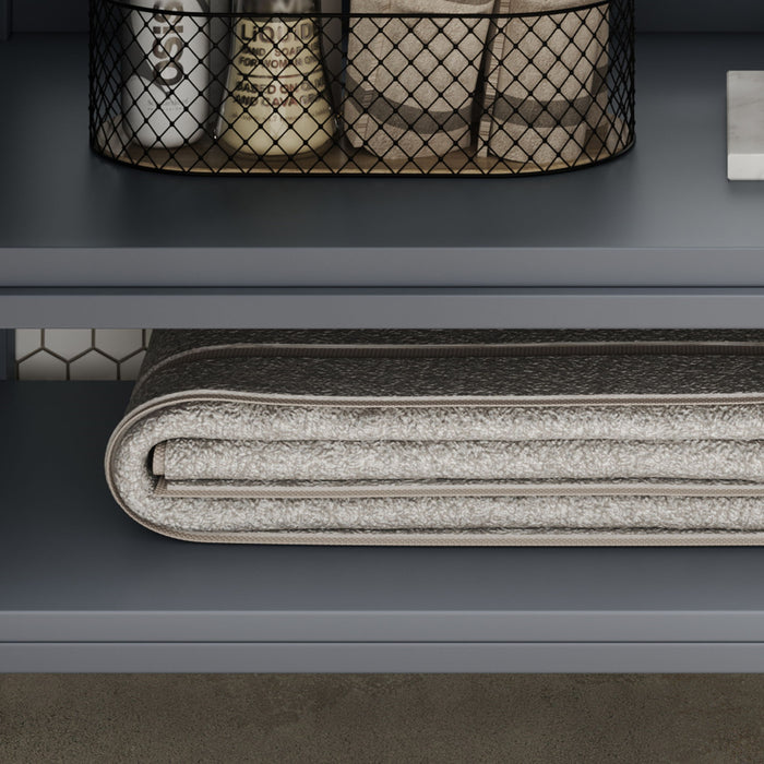 Bathroom Vanity With Ceramic Sink, Adjustable & Open Shelf