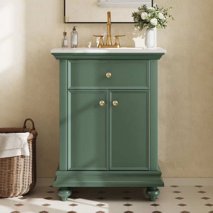 Modern Bathroom Vanity With Tip-Out Drawer And Soft-Close Hinges