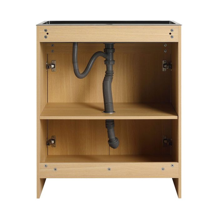28" Freestanding Bathroom Vanity With Sink, Soft Close Doors - Oak