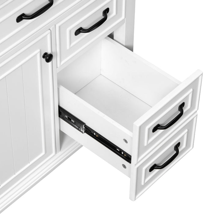 Bathroom Vanity With Sink Top, Flip Drawers, Adjustable Shelf