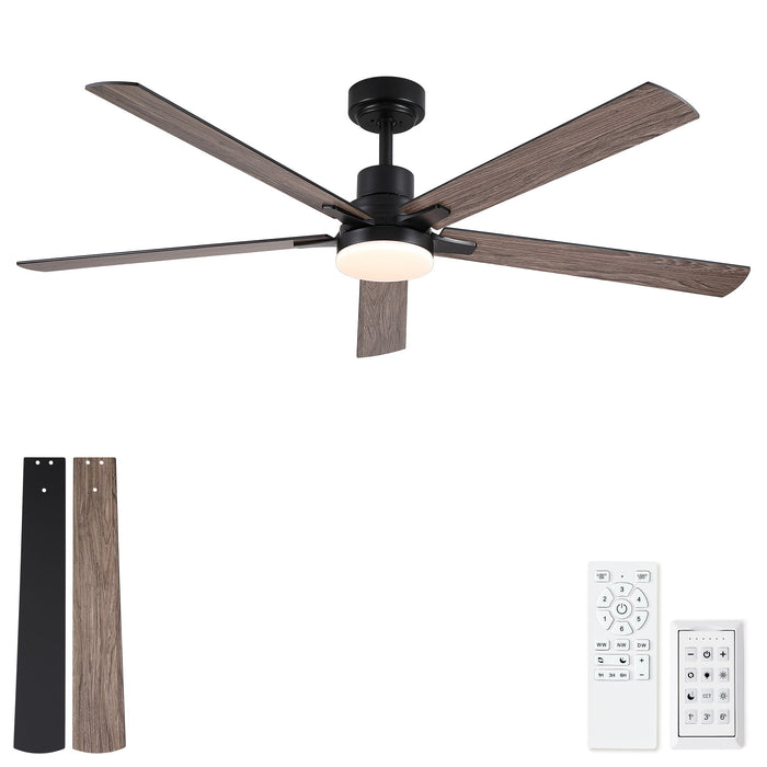 Ceiling Fan With Lights And Remot With Quiet DC Motor, 6 Speeds, Reversible Blades - Black