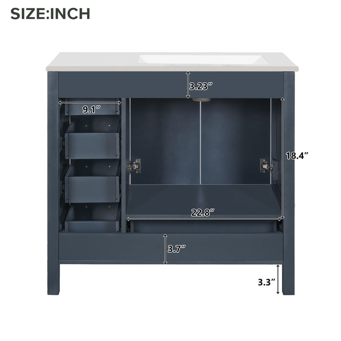 Bathroom Vanity With Sink Combo, 2 Soft Close Doors And 5 Drawers