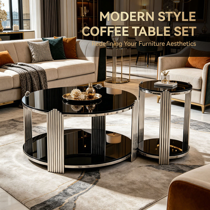 Round Table With Double Layer Storage
